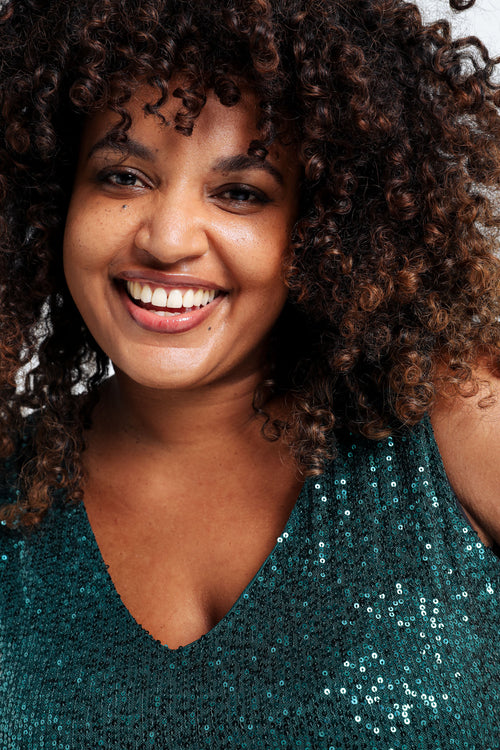 Top sans manches à paillettes-Paprika-3