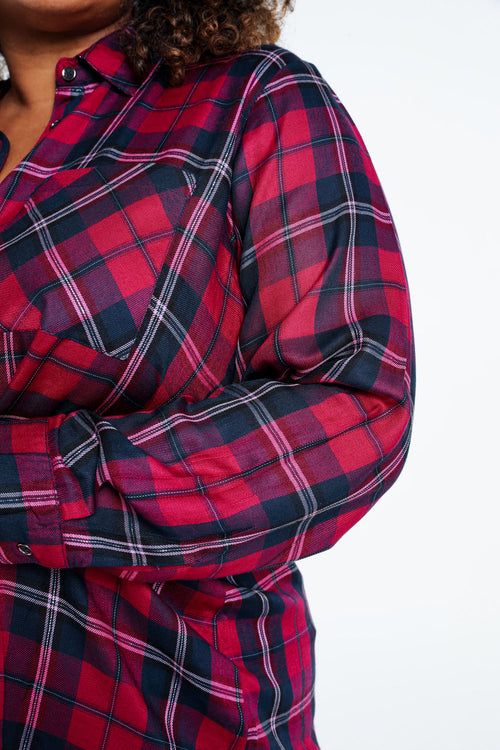 Chemise à carreaux en viscose-Paprika-5