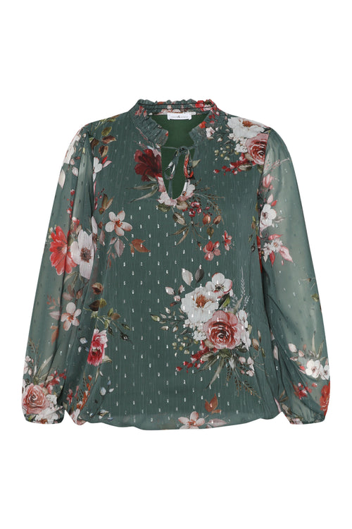 Blouse plumetis imprimé fleurs-Paprika-8