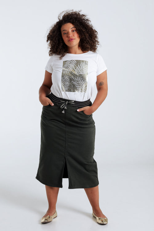Jupe en coton unie détail lurex-Paprika-8