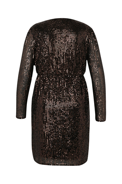 Robe à paillettes col cache-coeur-Paprika-11