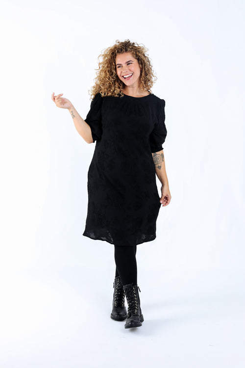 Robe courte unie avec motif en relief-Paprika-6