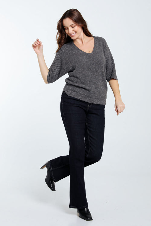 Pull uni avec lurex-Paprika-8