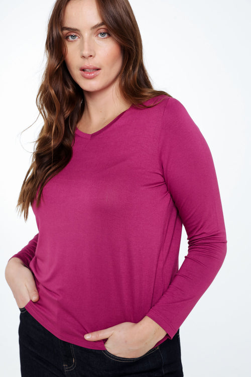 T-shirt basique uni en viscose-Paprika-4