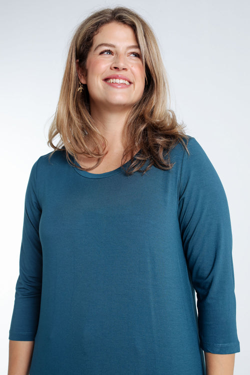 T-shirt basic uni en viscose-Paprika-5