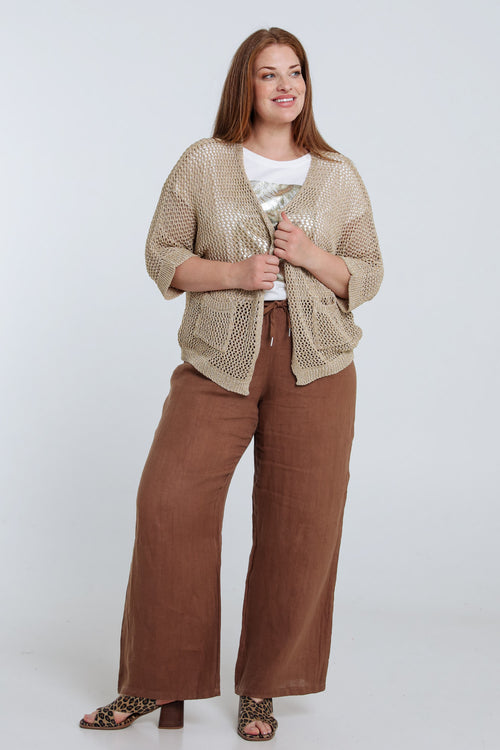 Gilet ajouré uni en viscose-Paprika-8