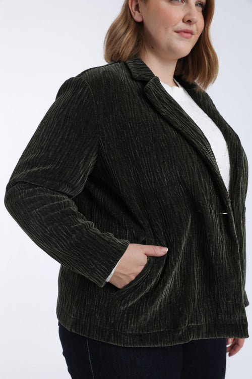 Blazer uni en velours plissé-Paprika-4