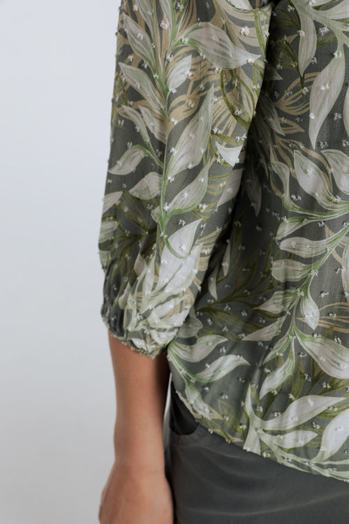 Blouse en viscose imprimé feuillage-Paprika-5