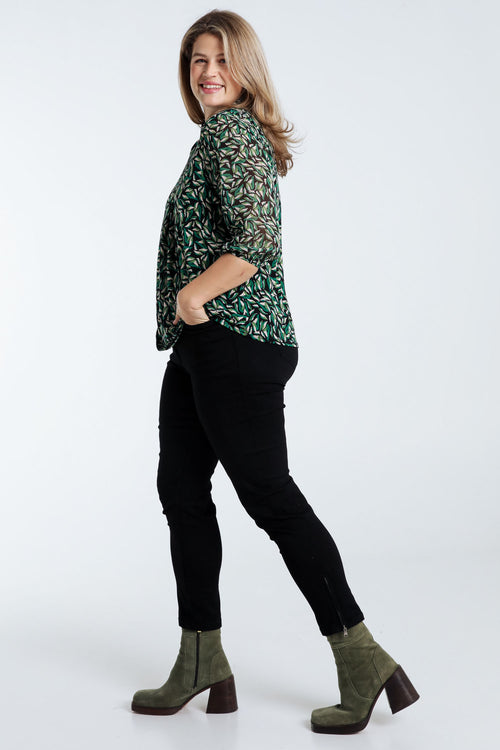 T-shirt imprimé feuilles-Paprika-8