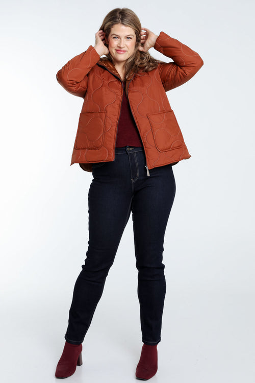 Doudoune courte à capuche-Paprika-10