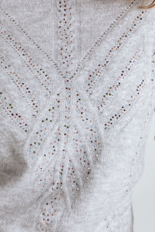 Pull uni torsade et strass-Paprika-5