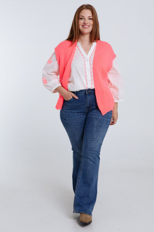 Blouse en coton avec broderies-Paprika-9