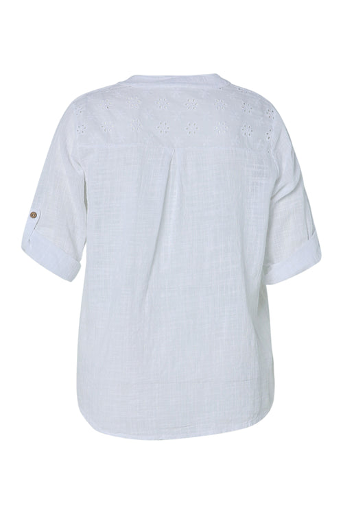 Blouse en gaze de coton unie-Paprika-11