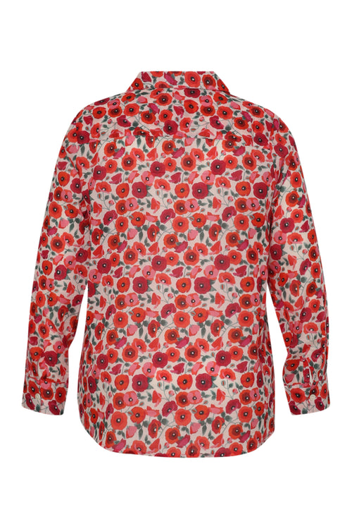 Chemisier en coton imprimé coquelicots-Paprika-9