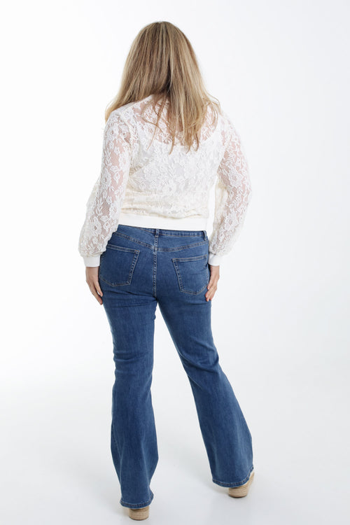Bomber en coton maille filet fleurs-Paprika-2
