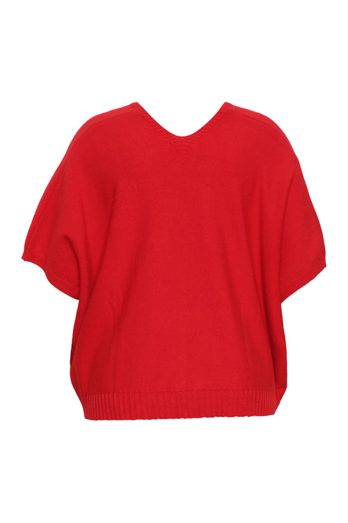 Pull court uni en viscose-Paprika-2