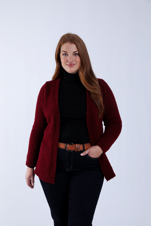 Gilet maille bouclette uni-Paprika-1