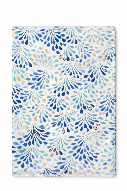 Foulard en viscose et coton imprimé gouttes avec foil-Paprika-1