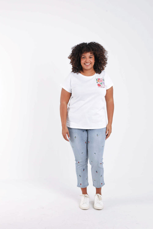 T-shirt en coton imprimé fleurs-Paprika-7