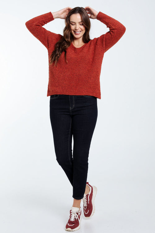 Pull maille bouclette uni-Paprika-8