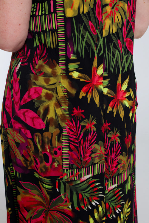 Robe longue en viscose imprimé floral-Paprika-6
