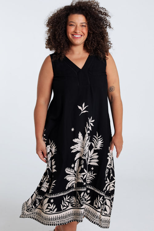 Robe en viscose imprimé feuillage-Paprika-1