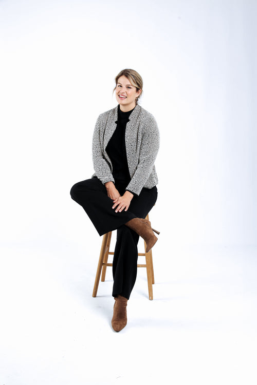 Veste jacquard bicolore avec lurex-Paprika-7