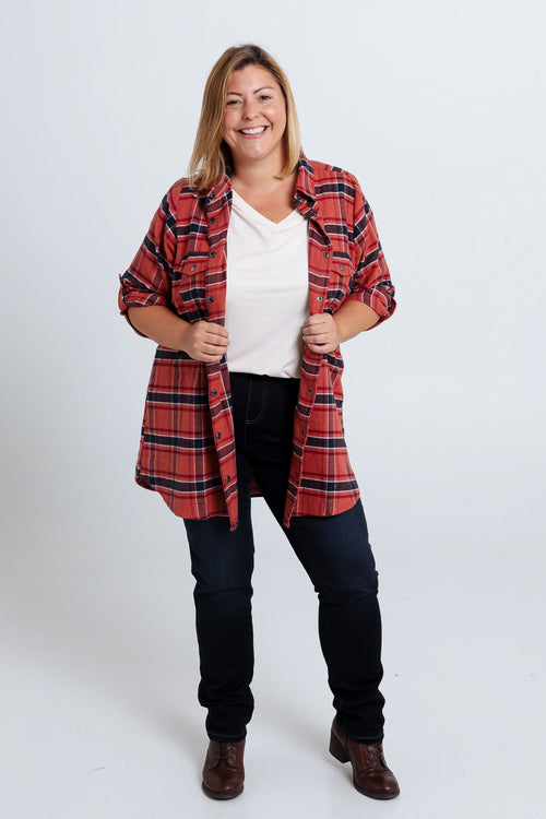 Chemise à carreaux en coton-Paprika-8