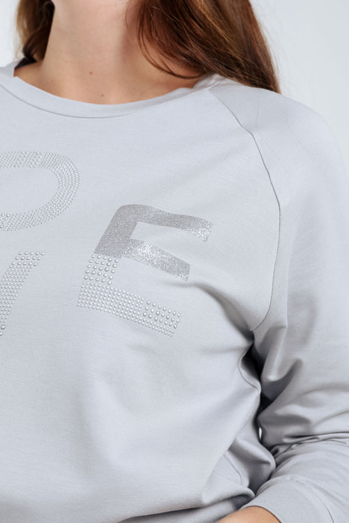Sweat en molleton "Love" avec strass-Paprika-6
