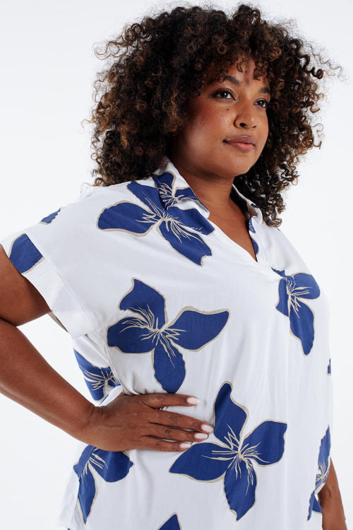 Blouse en viscose imprimé floral-Paprika-6