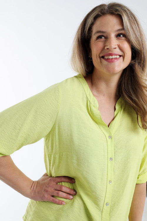 Blouse en viscose uni-Paprika-4