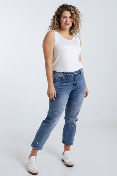 Jeans slim 7/8 avec fleurs brodées-Paprika-8