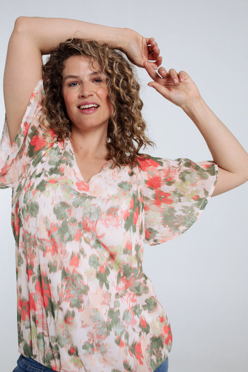 Blouse imprimé fleurs avec lurex-Paprika-3