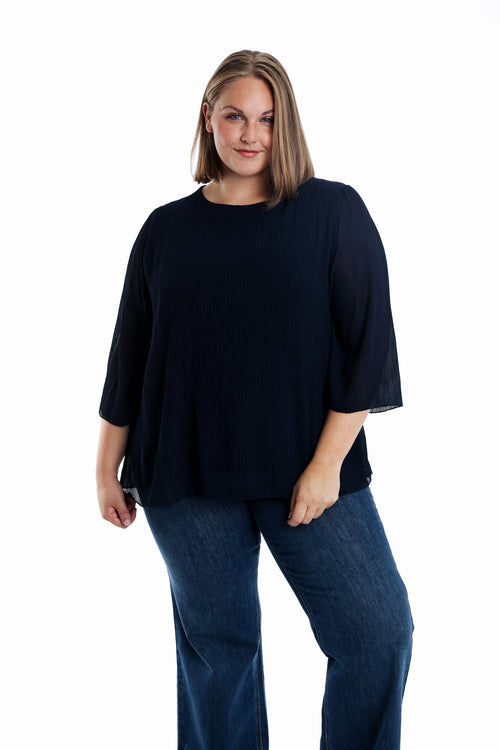 Blouse plissée unie-Paprika-1