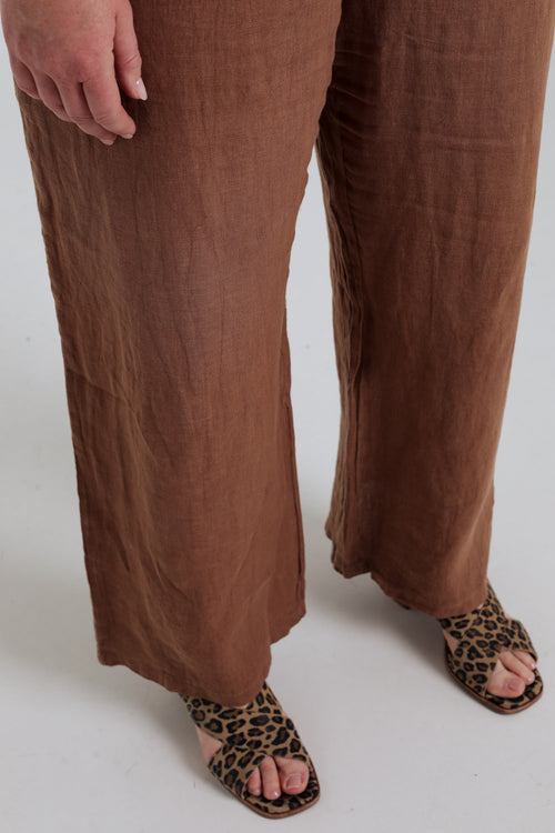 Pantalon en lin uni-Paprika-5