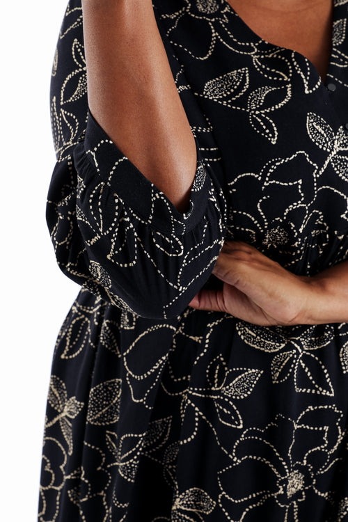 Robe courte en viscose imprimé fleuri-Paprika-6