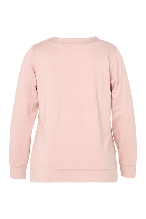 Sweat en molleton uni avec stass-Paprika-11