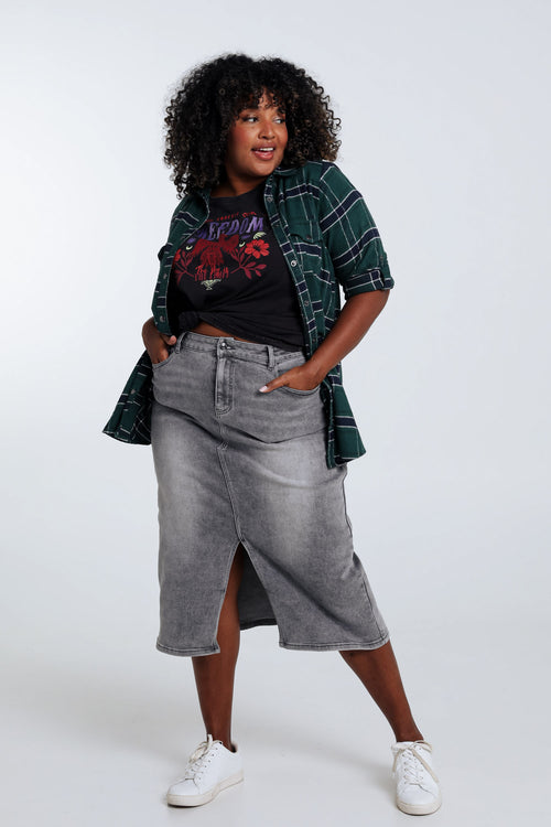 Jupe fendue en jeans-Paprika-8