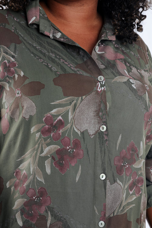 Chemise en lyocel imprimé fleuri-Paprika-5