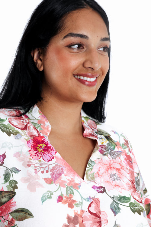 Blouse en viscose imprimé fleuri-Paprika-3