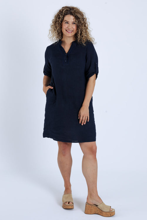 Robe tunique en lin unie-Paprika-9