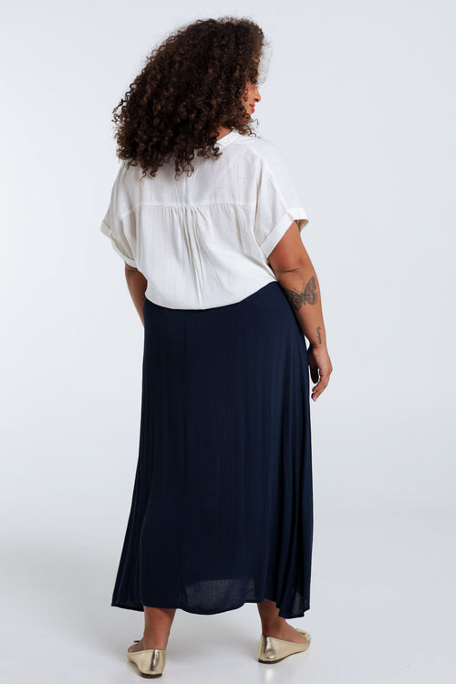 Jupe longue en viscose unie-Paprika-2