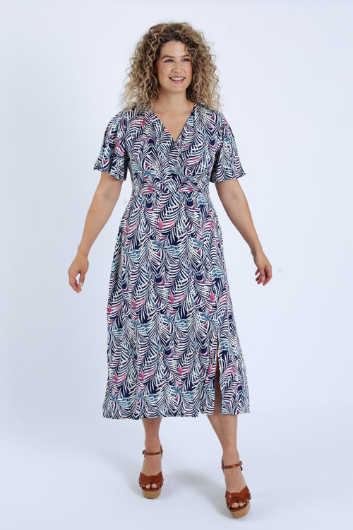 Robe longue imprimé feuillage-Paprika-8