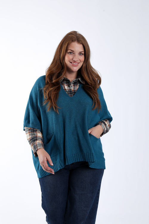 Pull court uni en viscose-Paprika-1