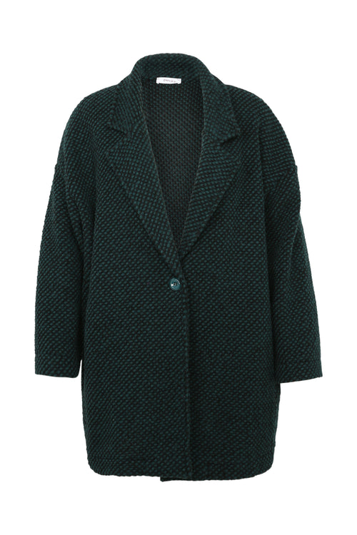 Manteau uni en tissu moucheté avec laine-Paprika-10