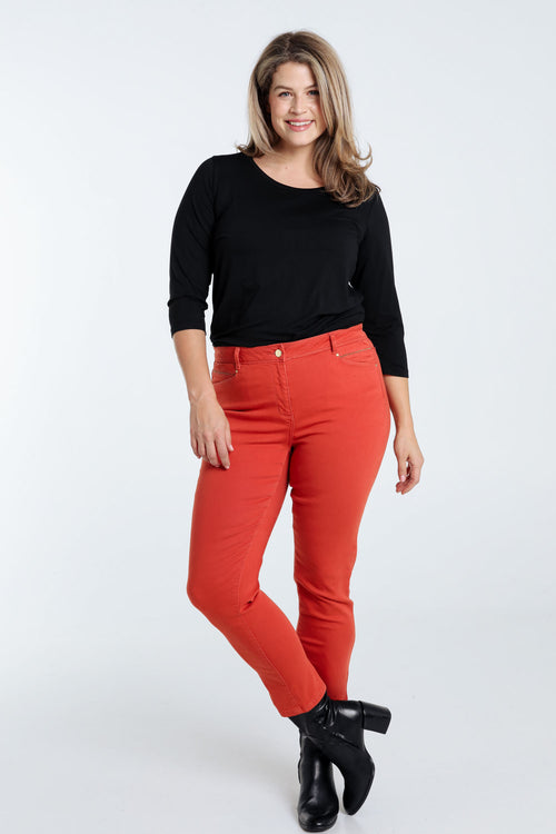 Pantalon Louise 7/8 en coton-Paprika-7