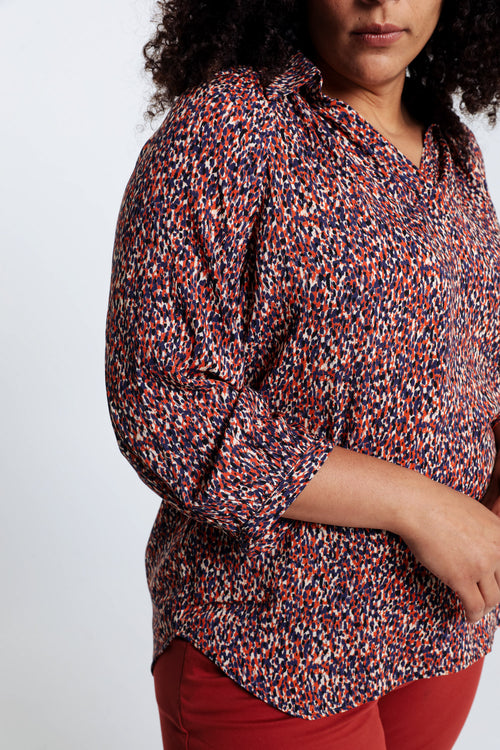 Blouse imprimé peau de bête en viscose-Paprika-5