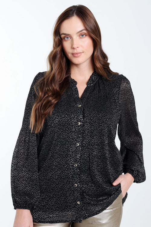 Blouse imprimé pois avec foil-Paprika-1