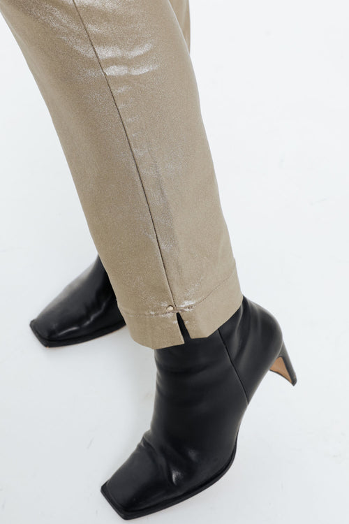 Pantalon slim enduit métallisé-Paprika-4
