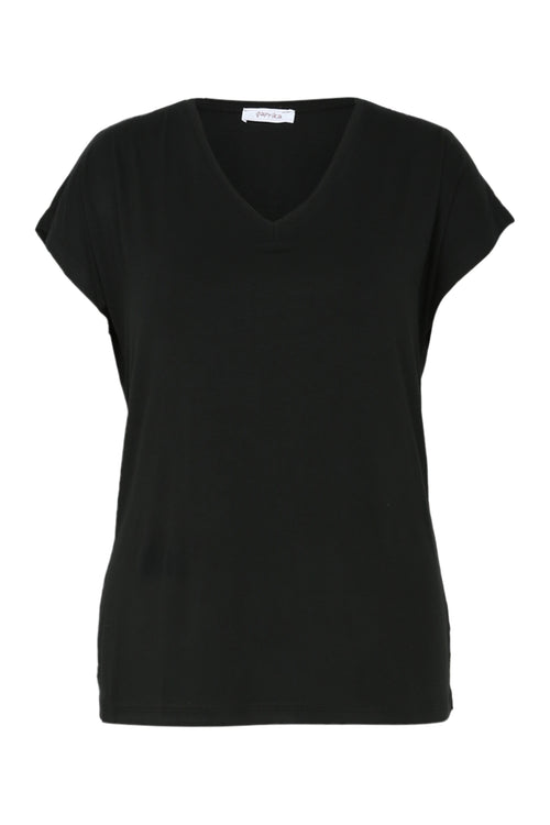 T-shirt uni en viscose-Paprika-10